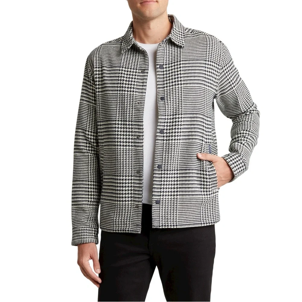 NWT Ben Sherman Glen Plaid Cotton Shirt Jacket Navy Cream Preppy British Men’s L - Picture 3 of 17
